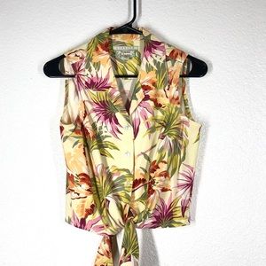 Tommy Bahama Floral Button Down Shirt - Cream, Green, Purple, Orange